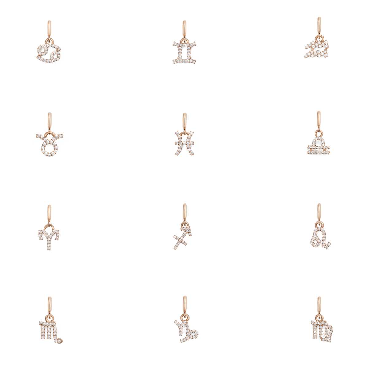 Charm Đồng hồ Zodiac 12 Cung Hoàng đạo - Vàng Hồng