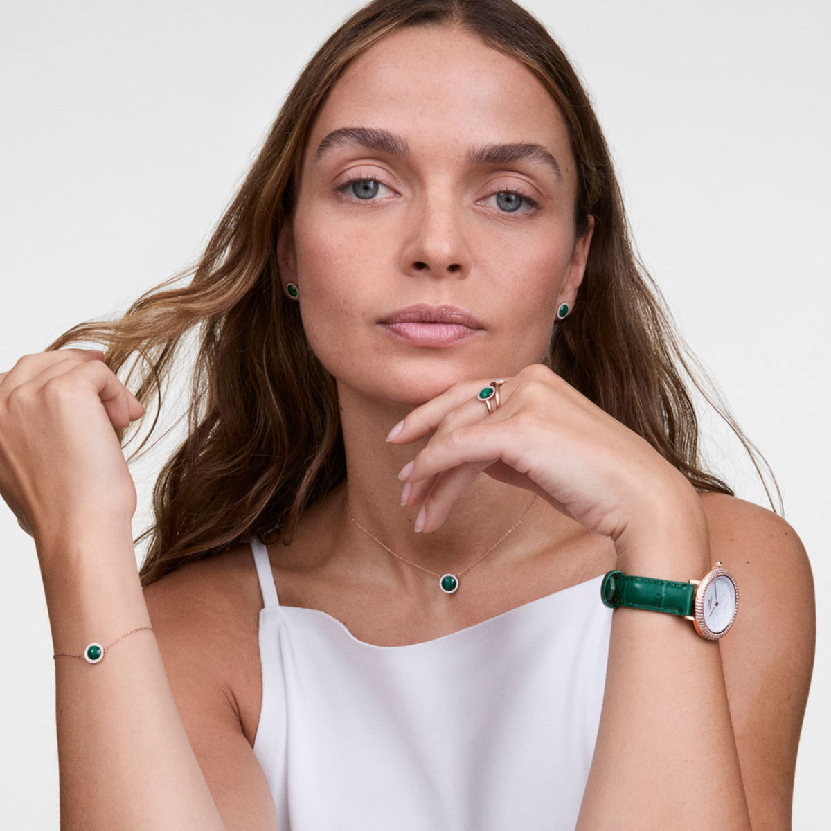 Đồng hồ Crystal Bezel - Xanh lá