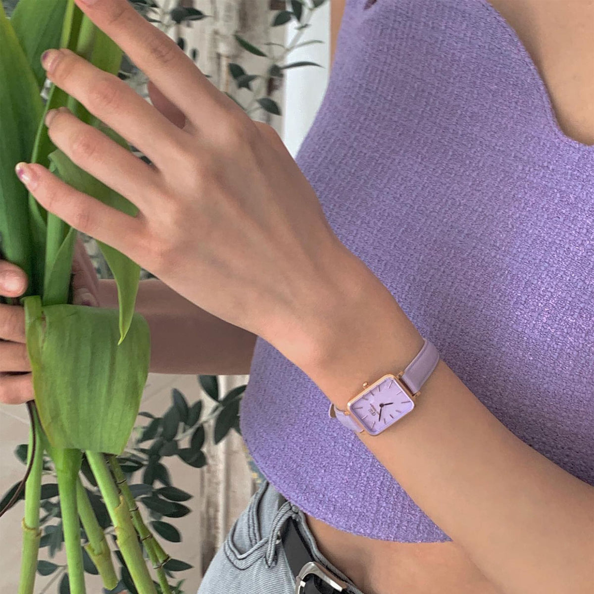 Đồng hồ Quadro Lavender Purple Mother of Pearl - Vàng Hồng