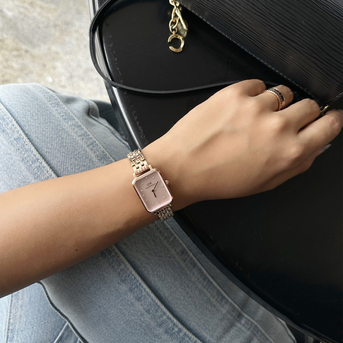 Đồng hồ Quadro Lumine 5 Link Melrose Pink Mother of Pearl - Vàng Hồng