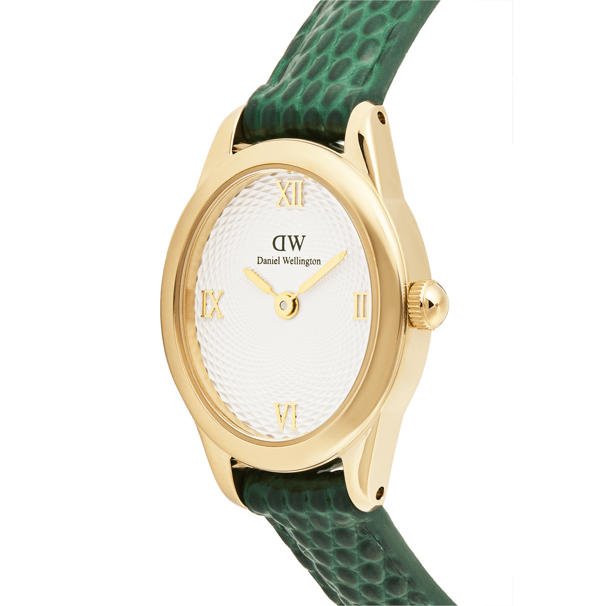 Đồng hồ Ophelia Mini Green Lizard White Guilloché - Vàng