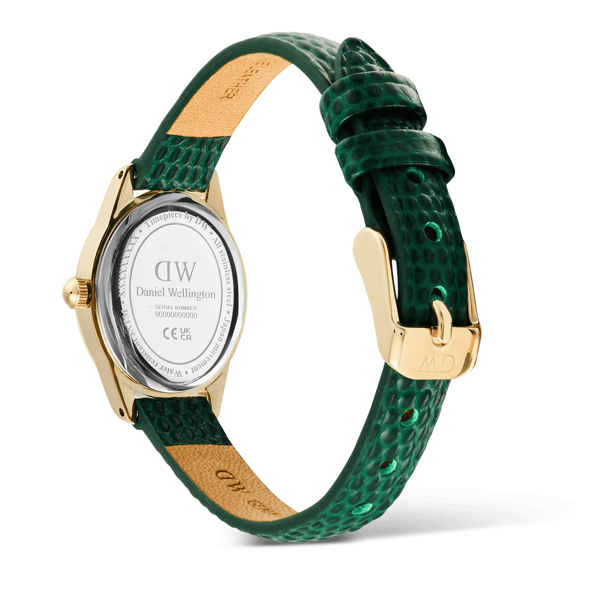 Đồng hồ Ophelia Mini Green Lizard White Guilloché - Vàng
