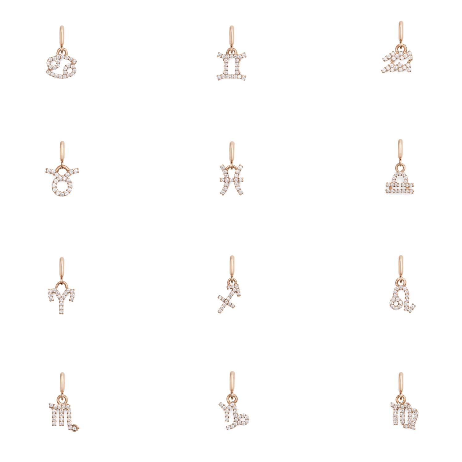 Charm Đồng hồ Zodiac 12 Cung Hoàng đạo -  Vàng Hồng