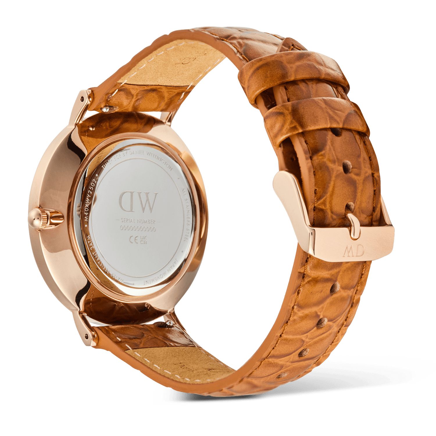 Đồng hồ Classic Roman Numerals Date Light Brown Croc Belly - Vàng hồng 
