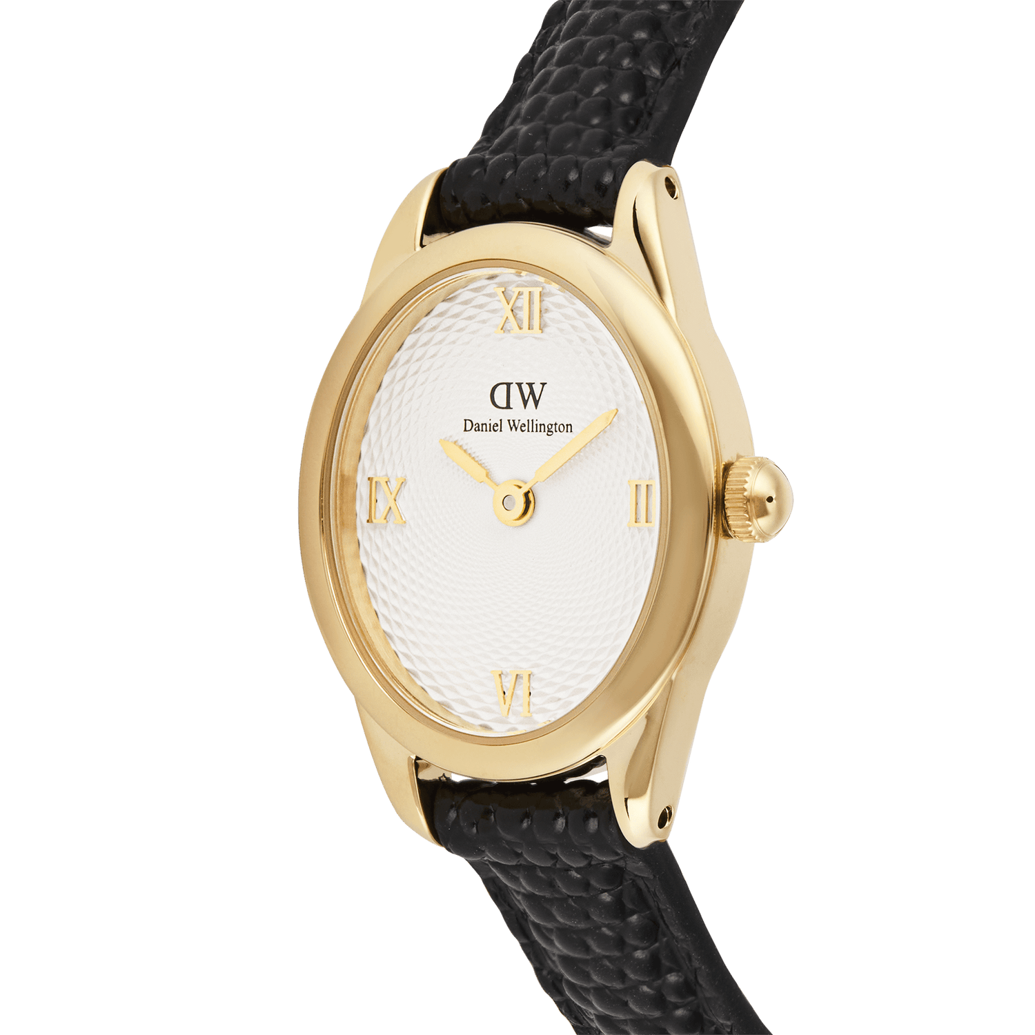 Ophelia Mini Black Lizard White Guilloché  Gold