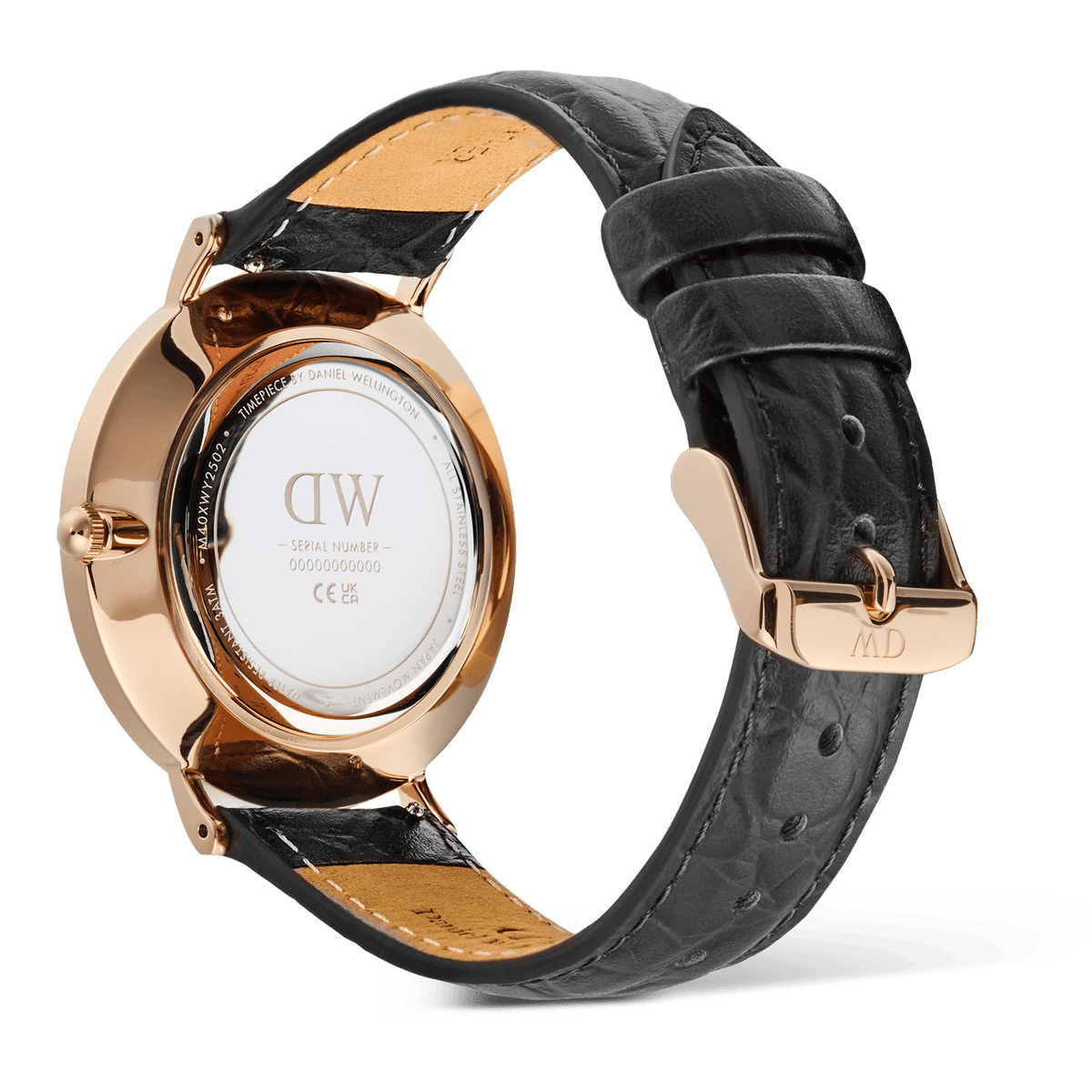 Đồng hồ Classic Roman Numeral Date Black Croc Belly - Vàng hồng 
