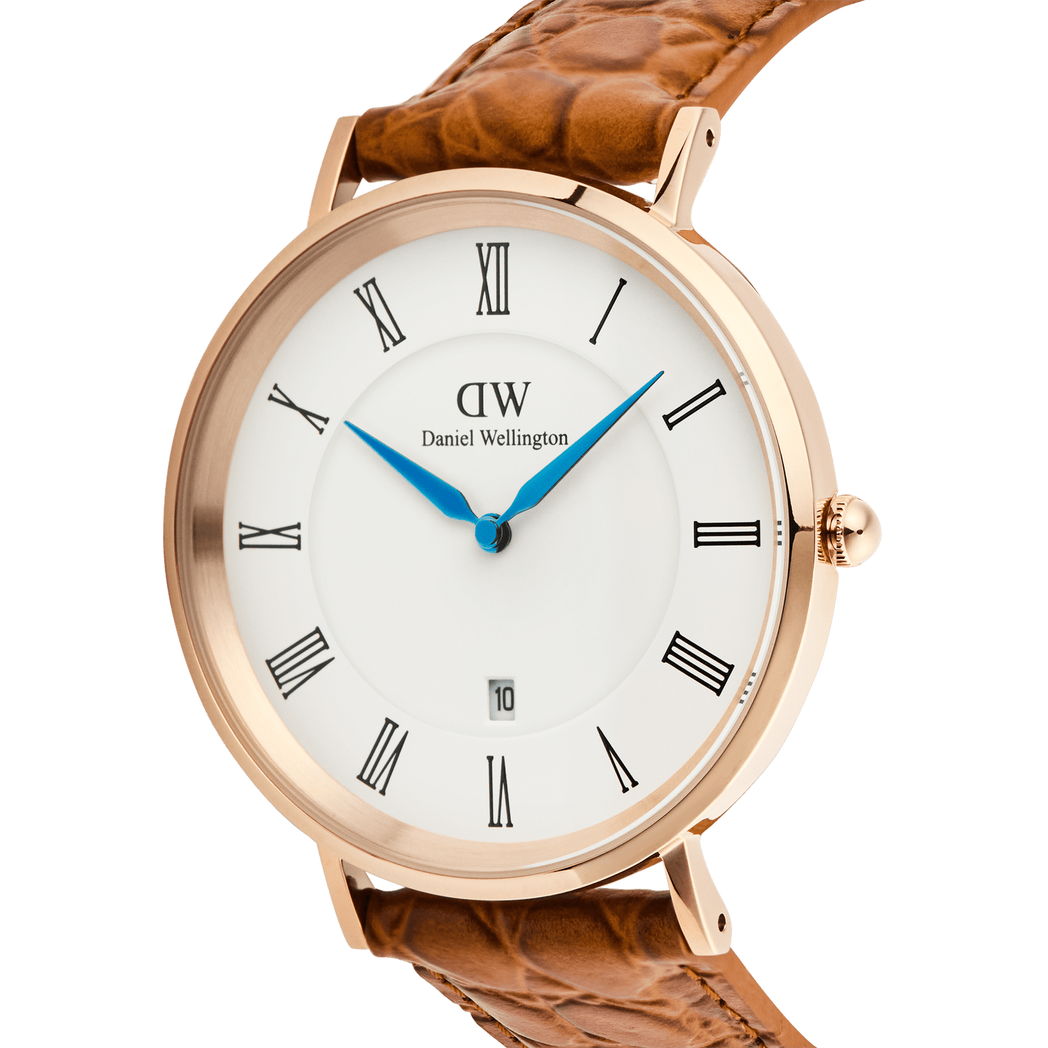 Đồng hồ Classic Roman Numerals Date Light Brown Croc Belly - Vàng hồng 
