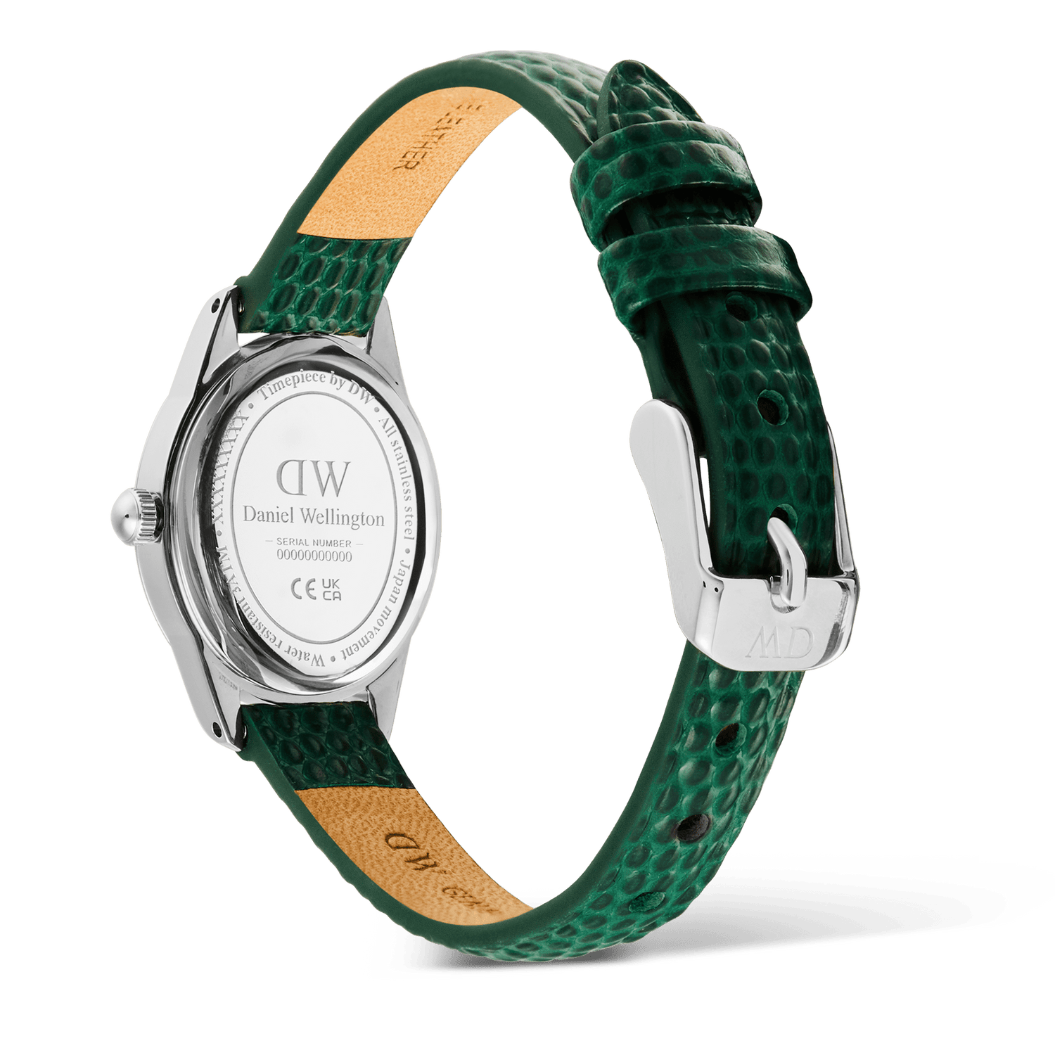 Ophelia Mini Green Lizard White Guilloché  Silver