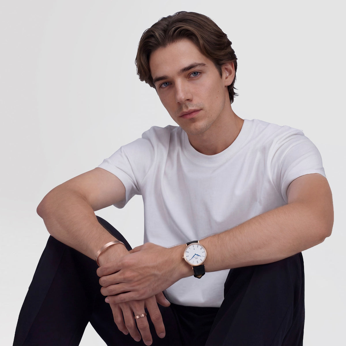 Vòng tay Line Cuff Brushed - Vàng hồng 