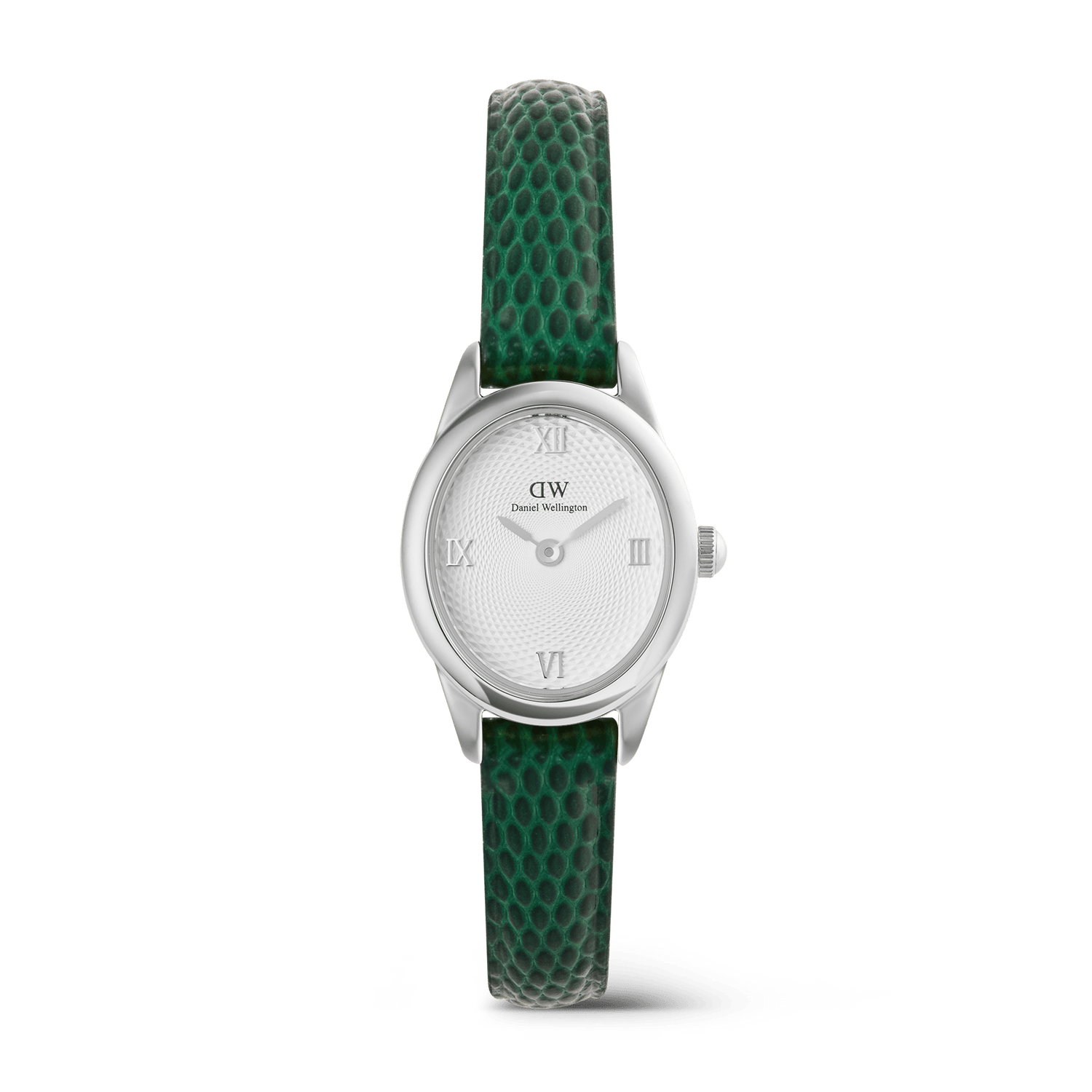 Đồng hồ Ophelia Mini Green Lizard White Guilloché - Bạc 