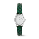 Ophelia Mini Green Lizard White Guilloché  Silver