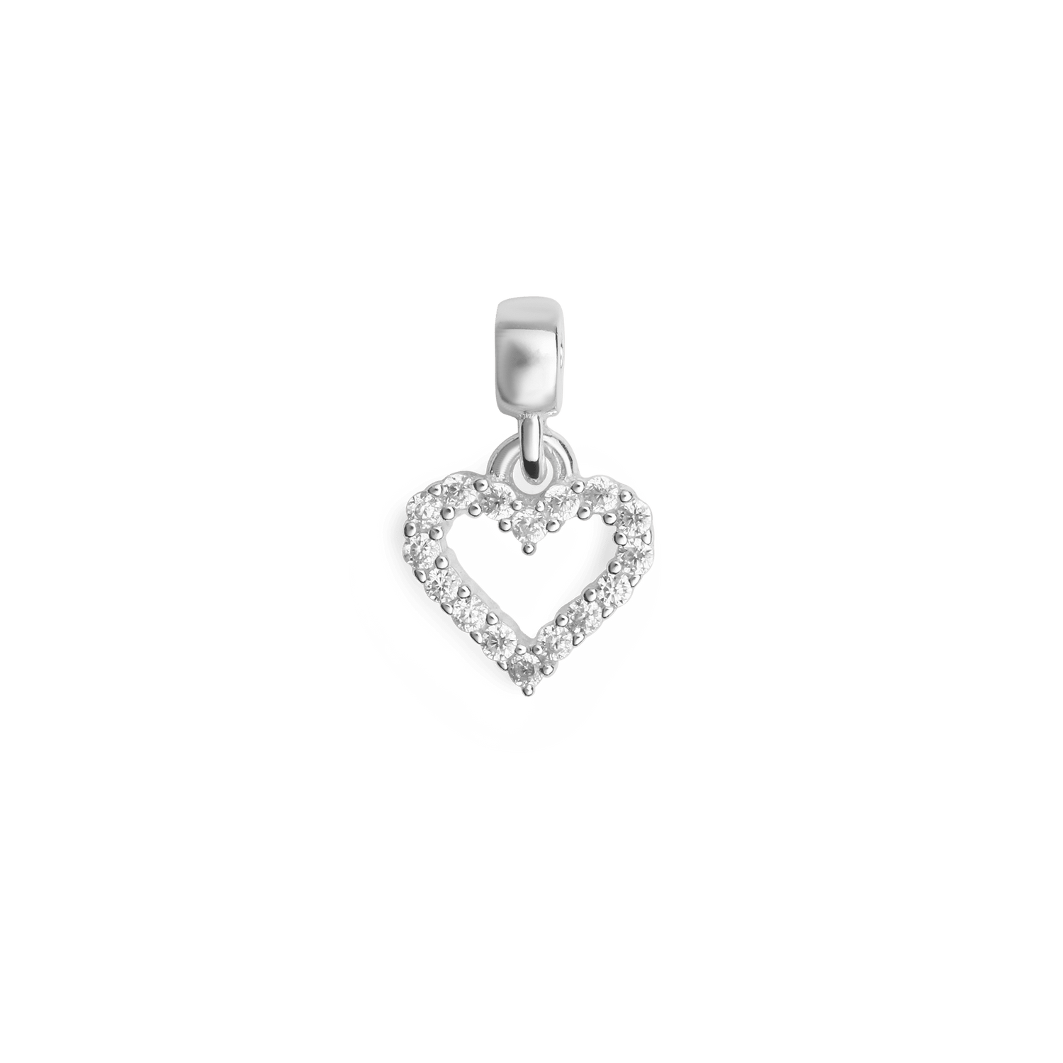Heart Contour White Crystal Charm