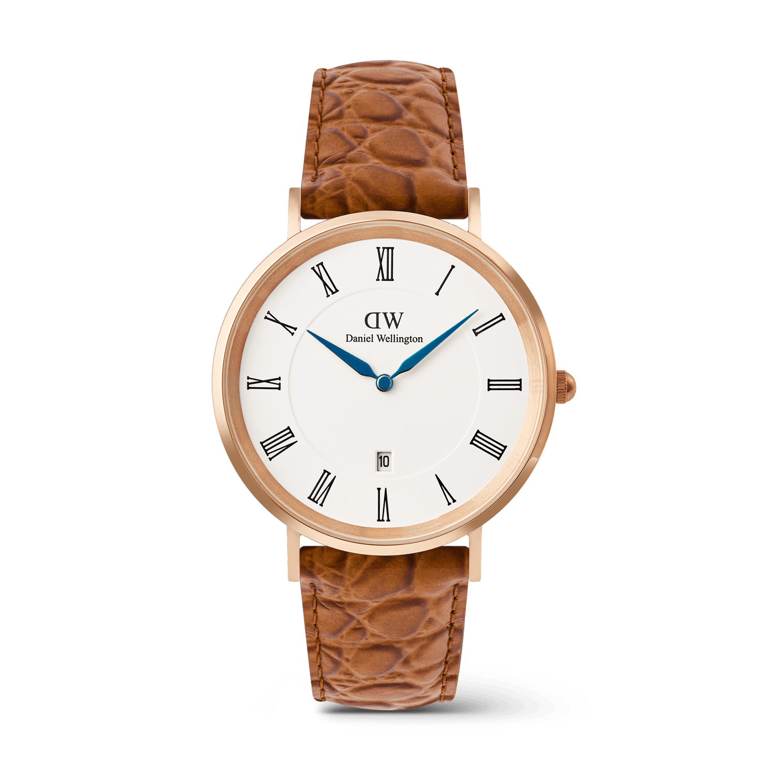 Đồng hồ Classic Roman Numerals Date Light Brown Croc Belly - Vàng hồng 
