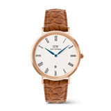 Đồng hồ Classic Roman Numerals Date Light Brown Croc Belly - Vàng hồng 
