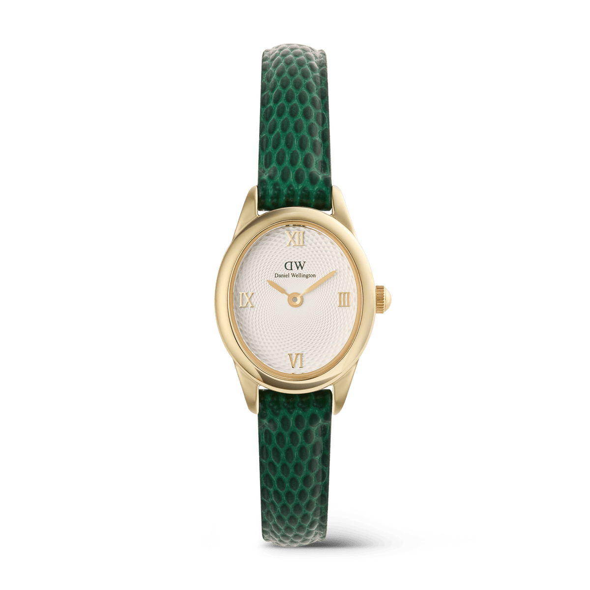 Đồng hồ Ophelia Mini Green Lizard White Guilloché - Vàng 