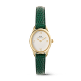 Đồng hồ Ophelia Mini Green Lizard White Guilloché - Vàng 