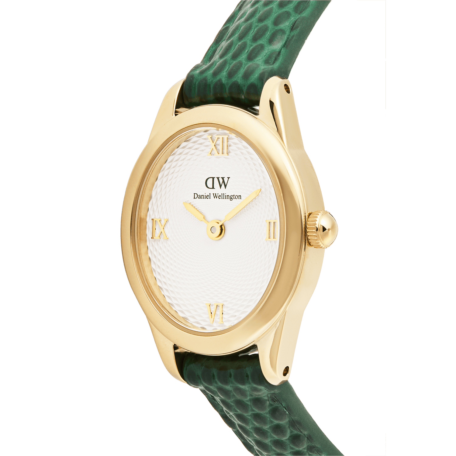 Đồng hồ Ophelia Mini Green Lizard White Guilloché - Vàng 