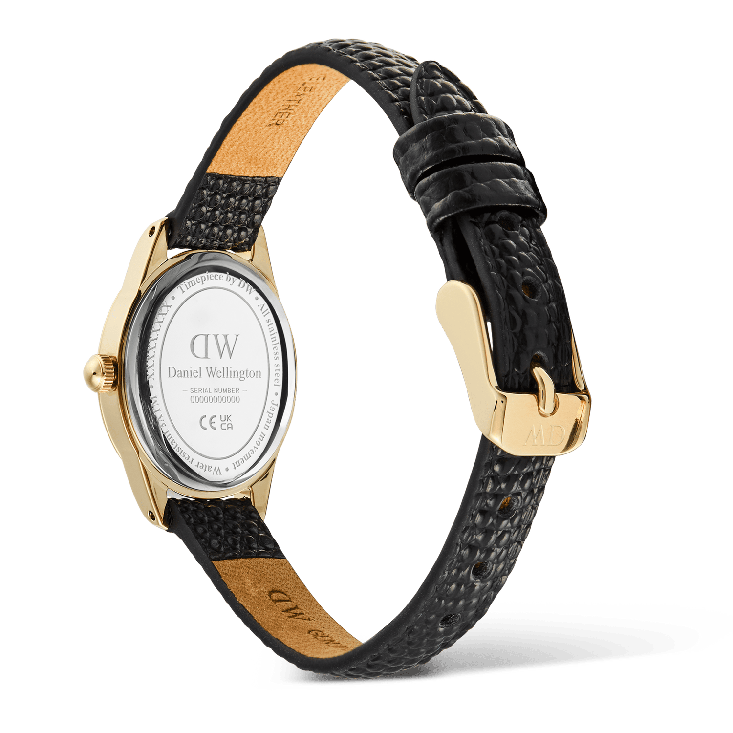Ophelia Mini Black Lizard White Guilloché  Gold
