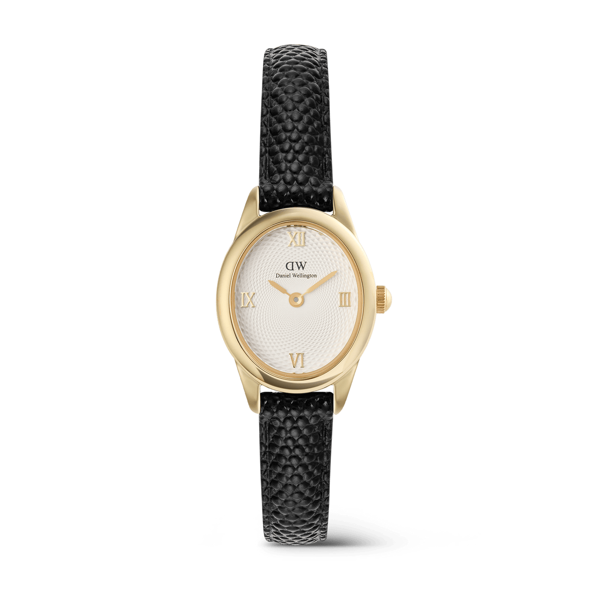 Đồng hồ Ophelia Mini Black Lizard White Guilloché - Vàng 