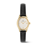 Ophelia Mini Black Lizard White Guilloché  Gold