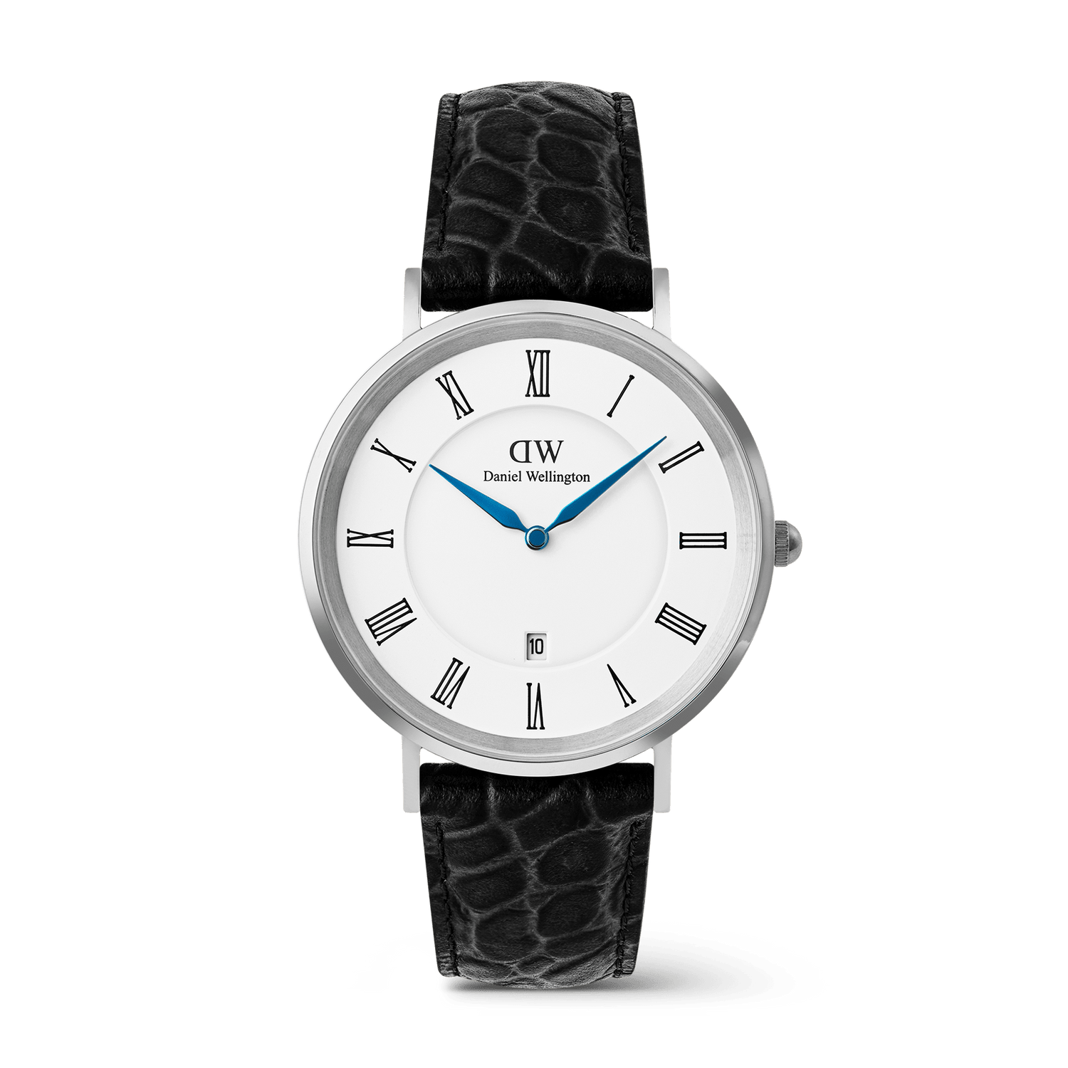 Đồng hồ Classic Roman Numerals Date Black Croc Belly - Bạc 
