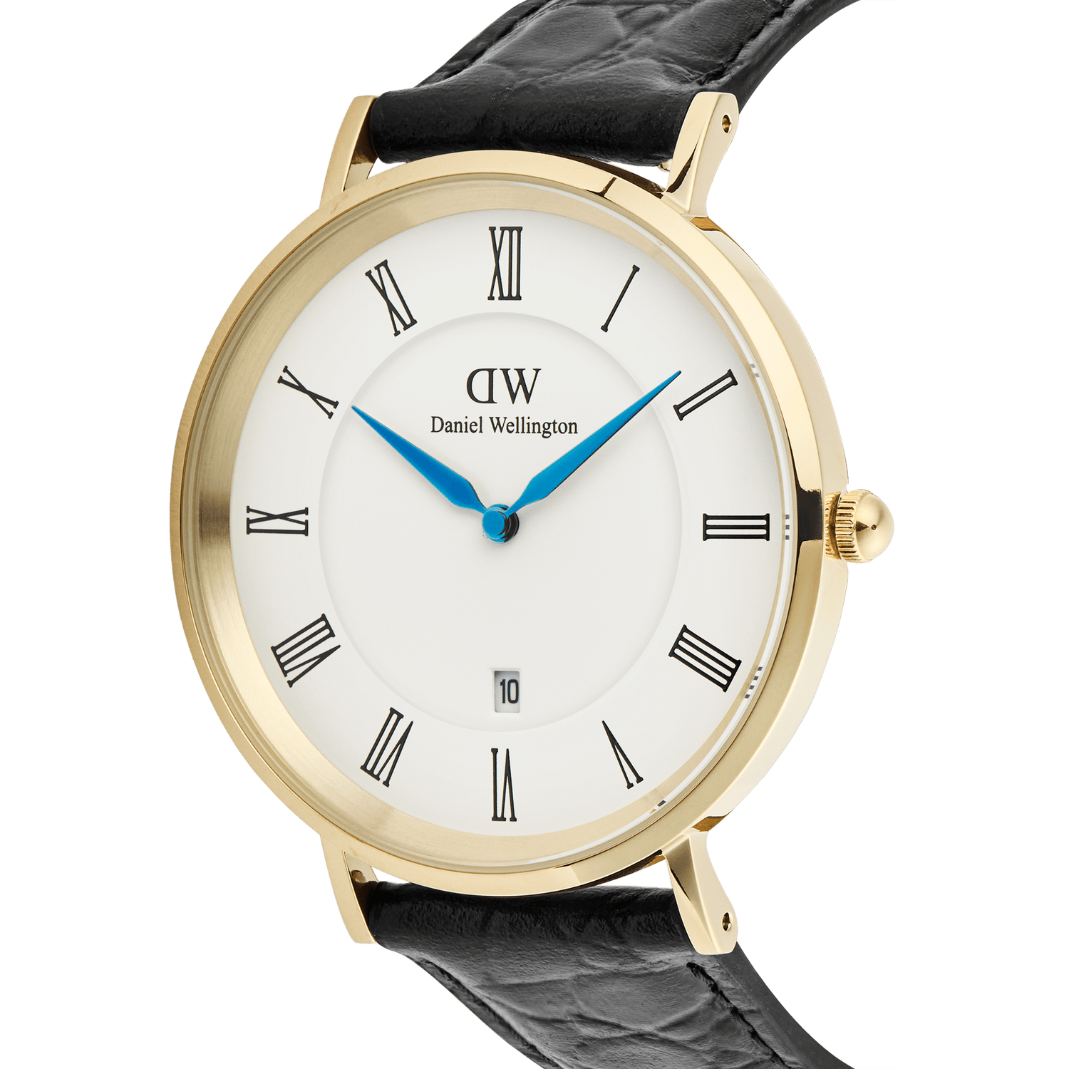 Đồng hồ Classic Roman Numerals Date Black Croc Belly - Vàng 